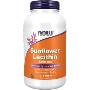 Amazon NOW Supplements, Sunflower Lecithin 1200 mg with Phosphatidyl Choline, 200 Softgels