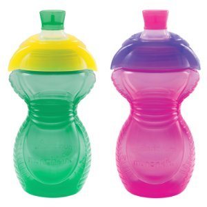 Munchkin Click Lock Bite Proof Sippy Cup, Green/Pink, 9 Ounce, 2 Count