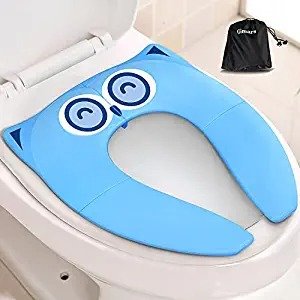 Upgrade Non-Slip Easily Removed Foldable Travel Potty Seat for Toddlers & Kids, 6 Large Non-slip Silicone Pad, Home Reusable Portable Toilet Seat Cover Fits Most Toilets, Free Carry Bag