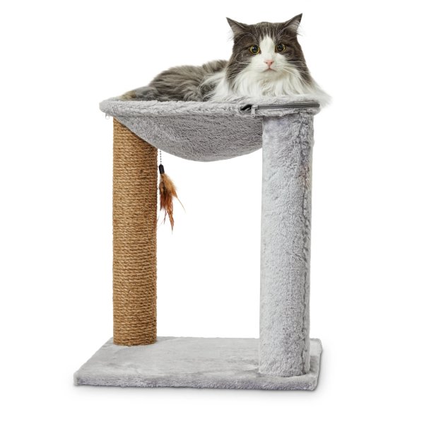 Grey Cat Hammock with Scratching Post, 17.5" L X 15.5" W X 19.5" H | Petco