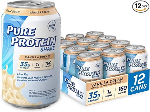 Vanilla Cream Protein Shake | 35g Complete Protein | Ready to Drink and Keto-Friendly | Excellent Source of Calcium | 11oz Cans | 12 Pack