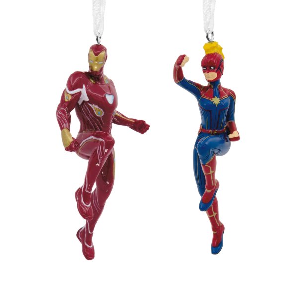 Iron Man and Captain Marvel Ornament Set | GameStop