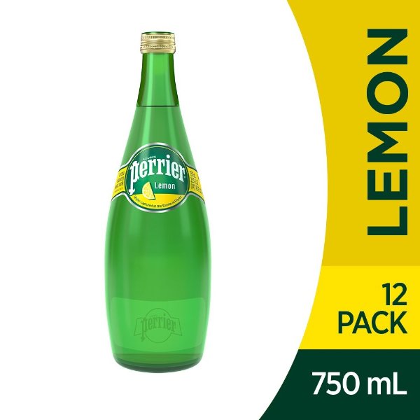 Lemon Flavored Carbonated Mineral Water, 25.3 fl oz. Glass Bottle (12 Count)