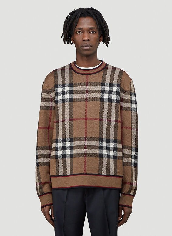 Naylor House-Check Sweater in Brown