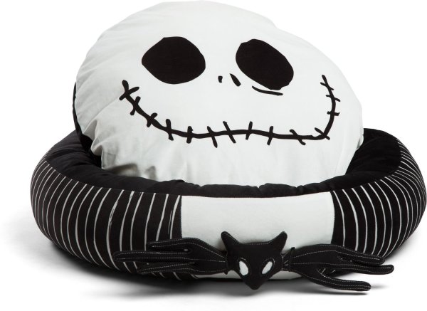 Nightmare Before Christmas Jack Stripe Round Bolster Cat & Dog Bed - Chewy.com