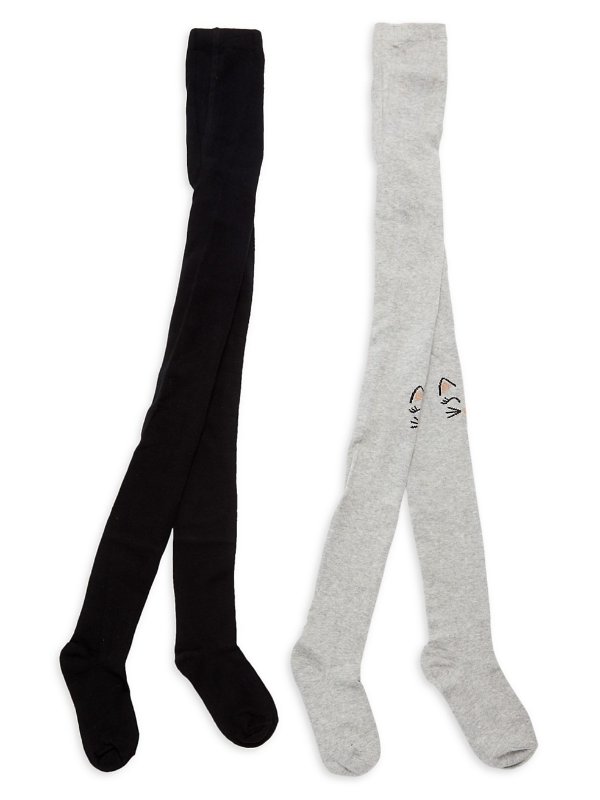 Girl's 2-Pack Cotton-Blend Full Tights