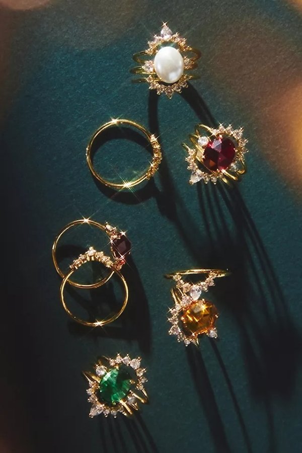 Set of Three Stackable Birthstone Rings