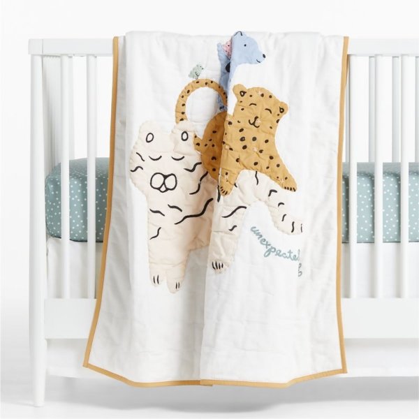 Surprise Friends Modern Animal Organic Baby Crib Quilt + Reviews | Crate & Kids