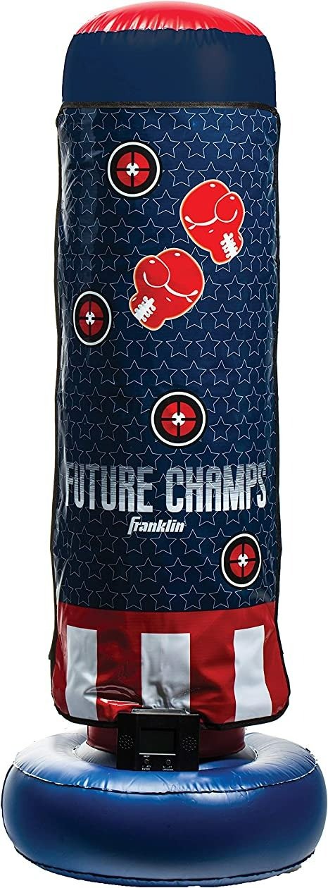 Kids Electronic Boxing Bag - Future Champs Inflatable MMA Kickboxing + Boxing Bag - Toy Youth Equipment for Kids + Toddlers - 60" x 22"