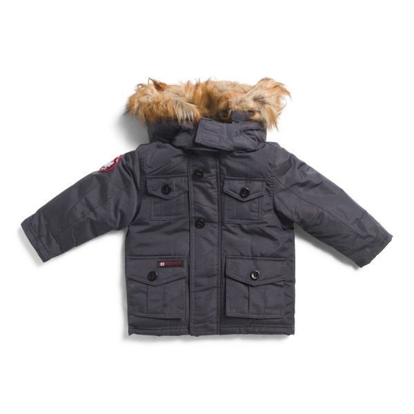 Toddler Boys Parka With Faux Fur Hood