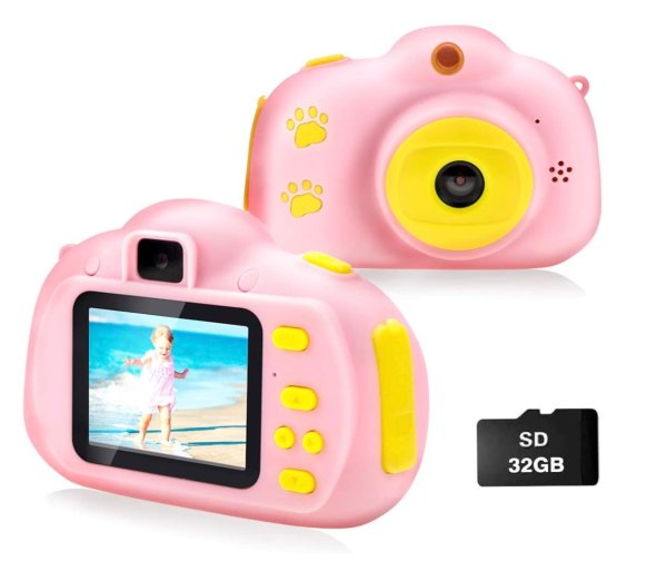 Cocopa Camera for Kids Cameras for Girls Video Camera 32 GB TF Card Toys for 5 4 6 Years Old Girls Selfie Digital Cameras for Children Birthday Gifts for Girls Aged 7 8 9 10 Toddlers (Pink)