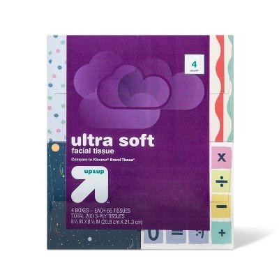 Back-to-School Ultra Soft Facial Tissue - 4pk/65ct - up & up™