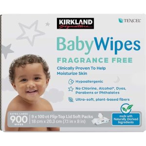Kirkland Signature Baby Wipes, Fragrance Free, 900 ct