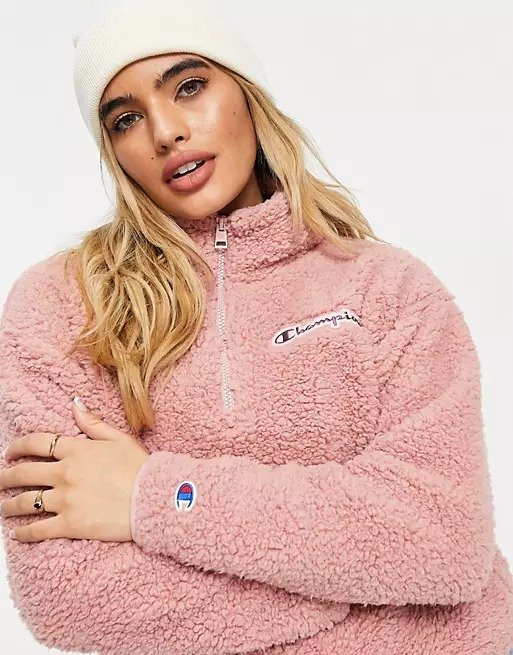 fleece with logo in pink