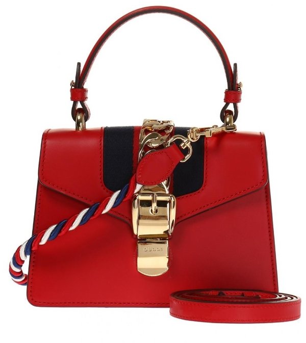 Ladies Sylvie Leather Mini Shoulder Bag in Red