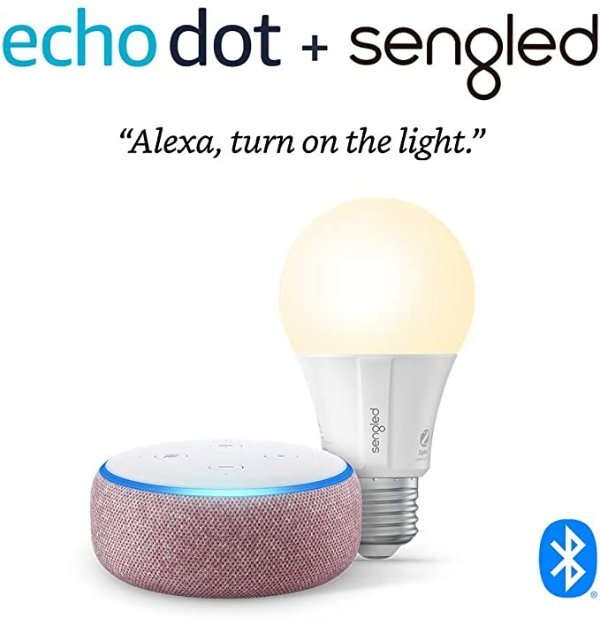 Echo Dot (3rd Gen) - Smart speaker with Alexa - Plum Sengled Bluetooth bulb