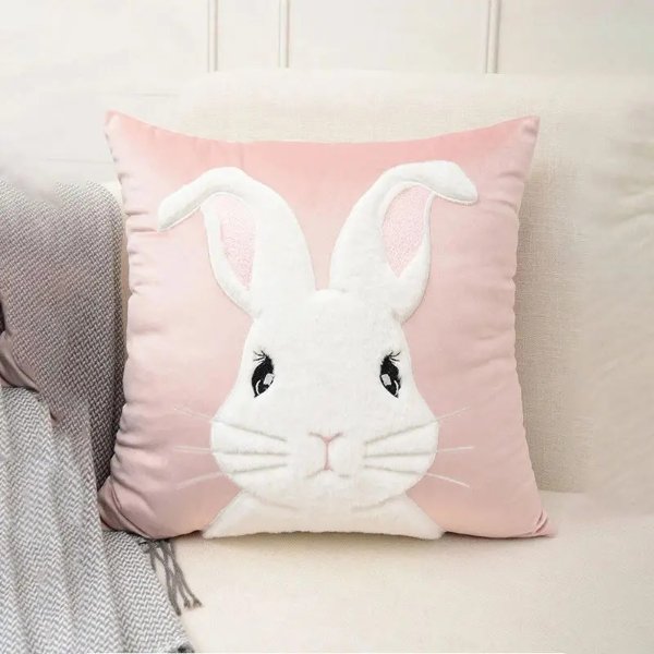 1-Pack Suede Cartoon Rabbit Cat Pillowcase, 17.71*17.71in