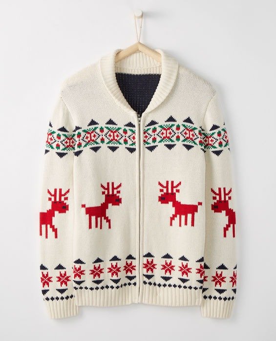 Adult Dear Deer Zippered Sweater In Cotton & Merino