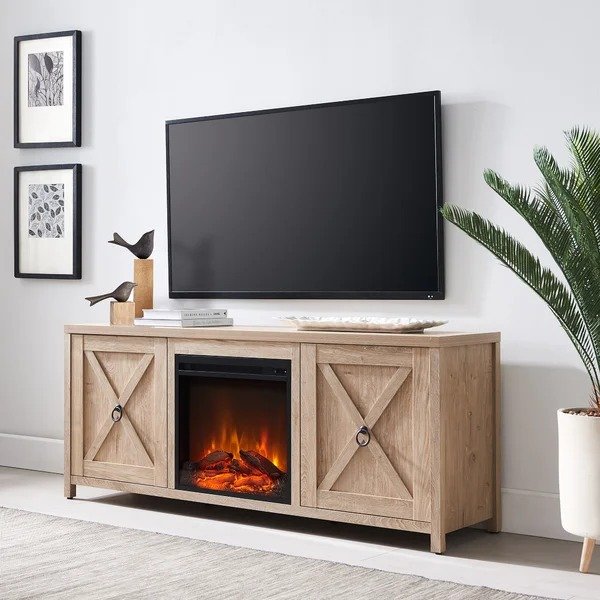 Bacote TV Stand for TVs up to 65" with Electric Fireplace Included