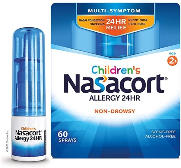 , Children's Allergy 24HR Nasal Spray NonDrowsy AlcoholFree 60 Sprays, Blue, 0.37 Fl Oz