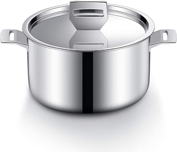 Stainless Steel Stockpot Soup Pot with Lid, 9 Inch, 5 Layers, Multipurpose Sauce Pan (Tri-Ply Capsule Bottom, 6 Quart), Suitable for All Stove. Induction, Oven etc.