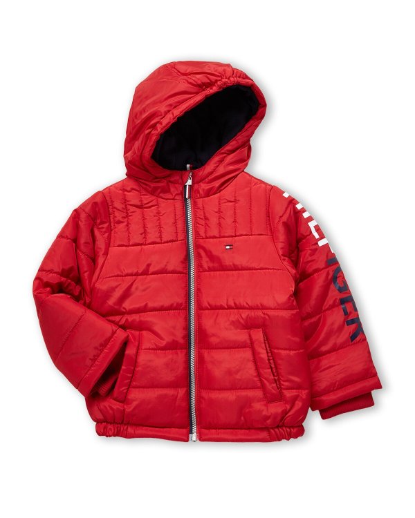 (Toddler Boys) Red Hooded Puffer Jacket