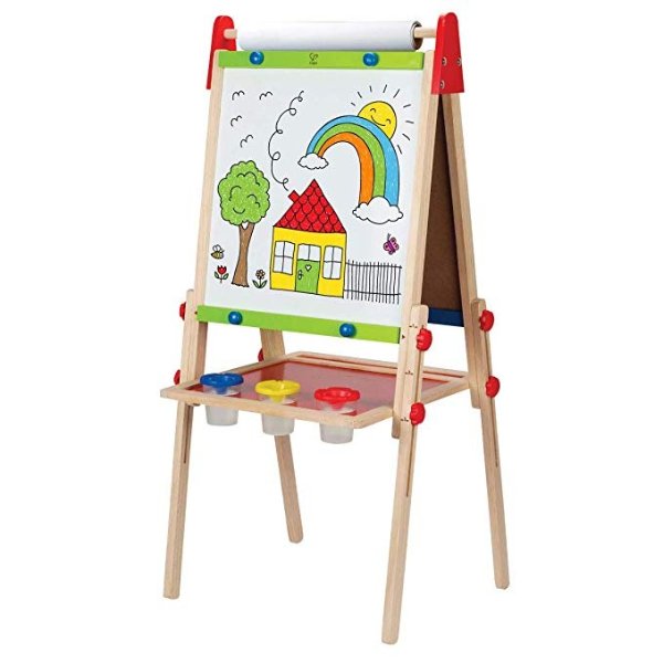 Award Winning All-in-One Wooden Kid's Art Easel with Paper Roll and Accessories