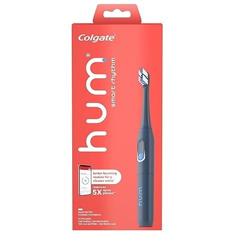 hum by Colgate Smart Rhythm Sonic Toothbrush Kit, Battery-Operated, Slate Grey
