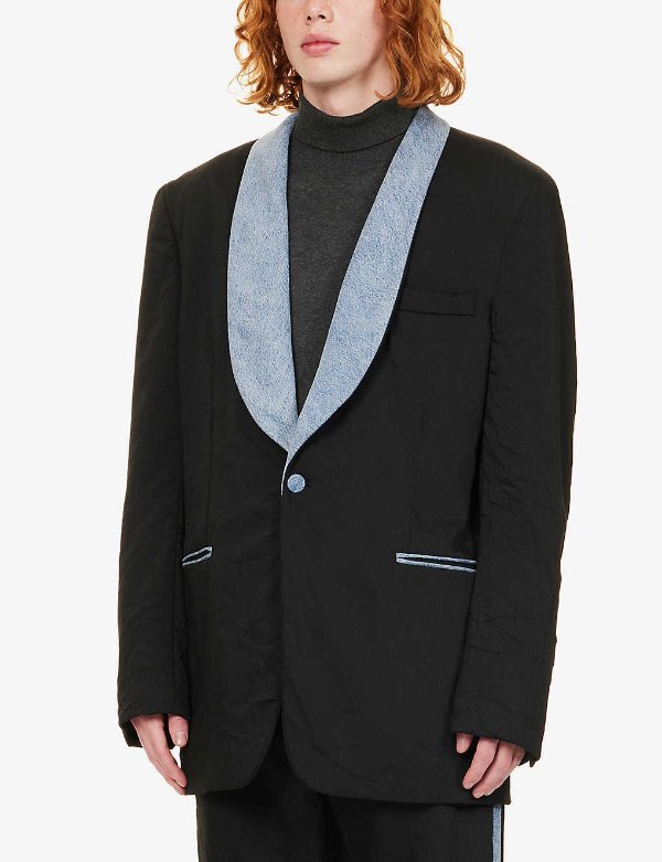 Josiah shawl-neck regular-fit stretch-woven jacket