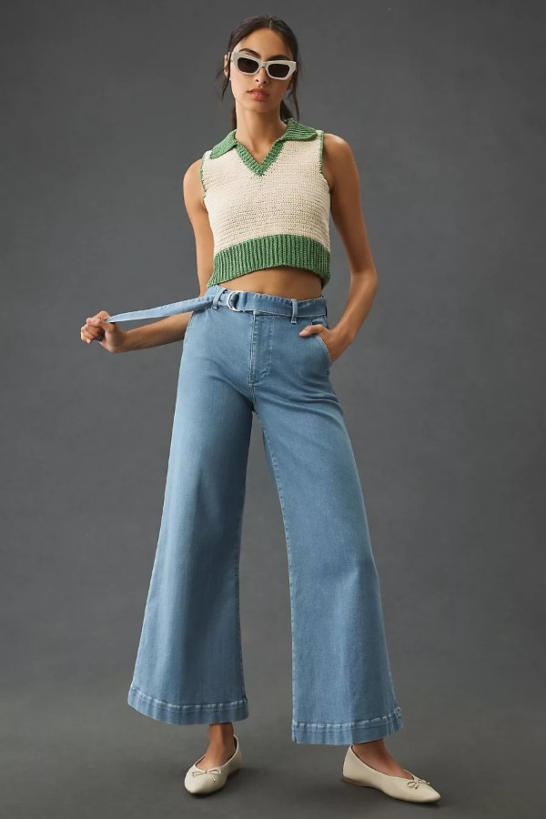 Frame Le Palazzo Belted High-Rise Wide-Leg Jeans