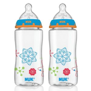 NUK Advanced Orthodontic Bottles with Silicone Nipple, Blue, 10 Ounce, 2 Count