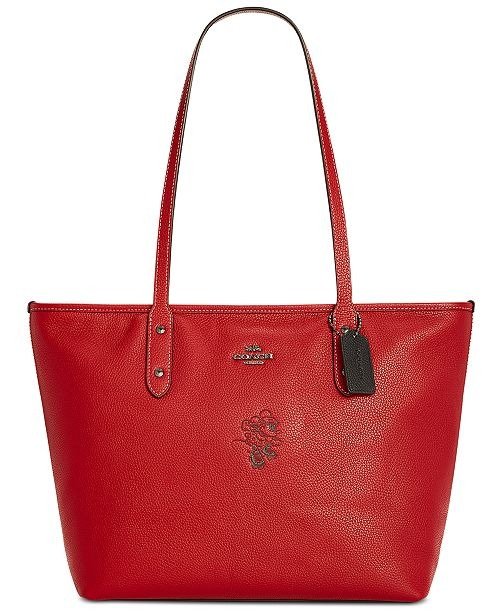 Minnie Motif City Tote in Pebble Leather