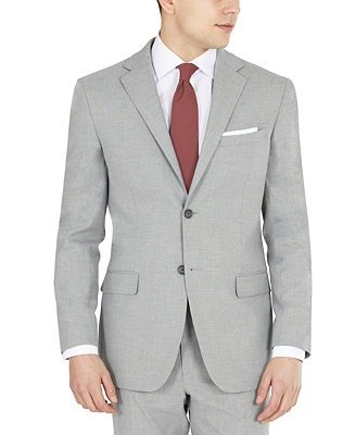 Men's Modern-Fit Light Gray Stretch Suit Jacket