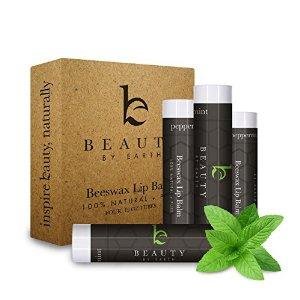 Beauty by Earth Peppermint 100% Natural Beeswax Lip Balm - 4 Pack