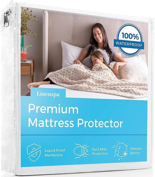 Waterproof Smooth Top Premium Full Mattress Protector, Breathable & Hypoallergenic Full Mattress Covers - Packaging May Vary,White