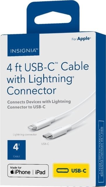 Insignia™ - 4' USB-C to Lightning Cable - White