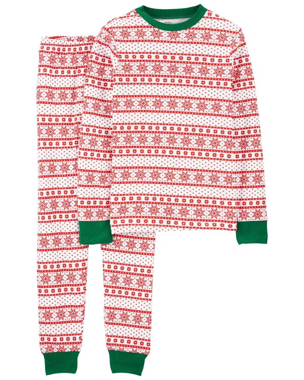 2-Piece Fair Isle Adult Unisex Christmas 100% Snug Fit Cotton PJs