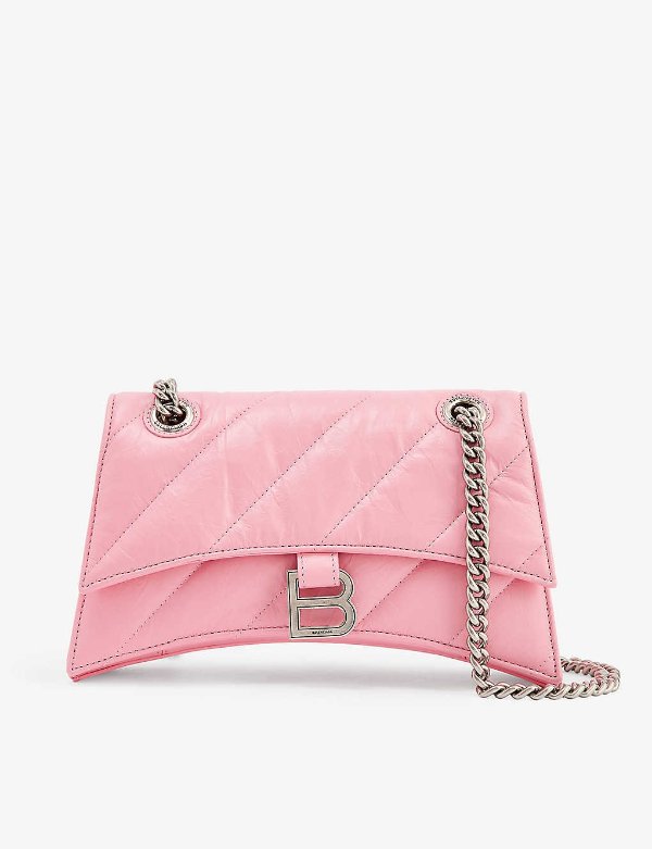Hourglass Crush small quilted leather shoulder bag