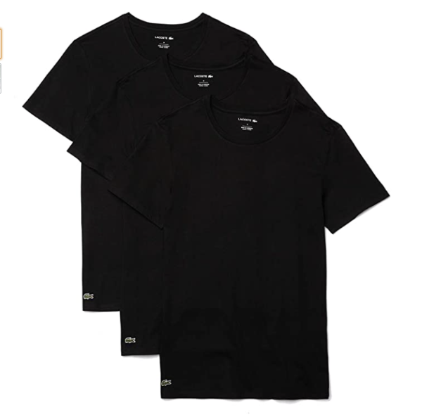 Lacoste Men's Essentials 3 Pack 100% Cotton Slim Fit Crew Neck T-Shirts