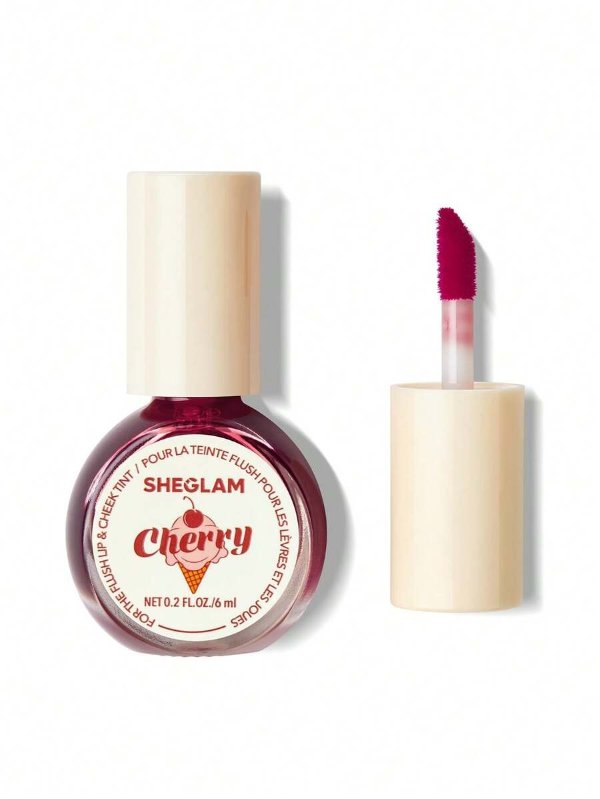 SHEGLAM For The Flush Lip & Cheek Tint-Cherry Picked Long-Lasting Matte Finish Lip Tint Easy-To-Use Lightweight Blush Moisturizing Lip Stain Liquid Lipstick Pink Purple Liquid Lipstick