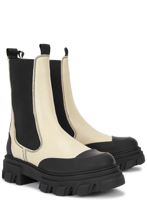 Ecru leather Chelsea boots