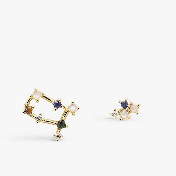 PD PAOLA Gemini 18ct yellow gold-plated sterling silver and gemstone earrings