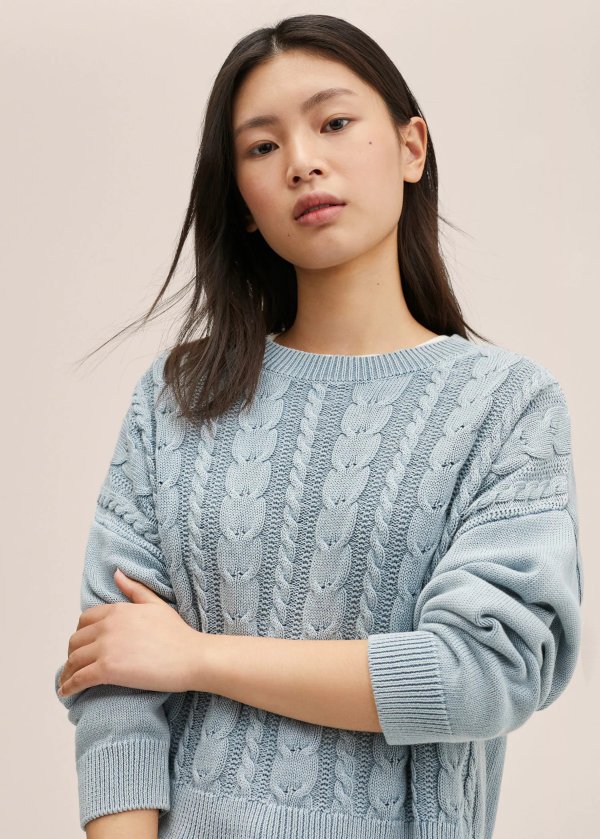 Cable-knit oversize sweater - Teenage girl | Mango Teen USA
