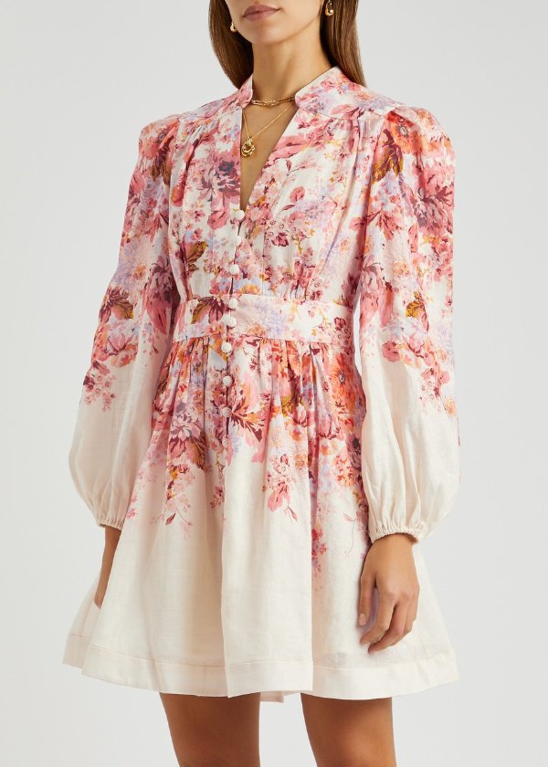 ZIMMERMANN Devi floral-print linen mini dress