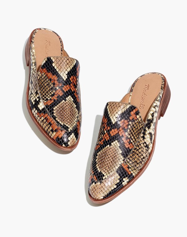 The Frances Loafer Mule in Snake Embossed Leather