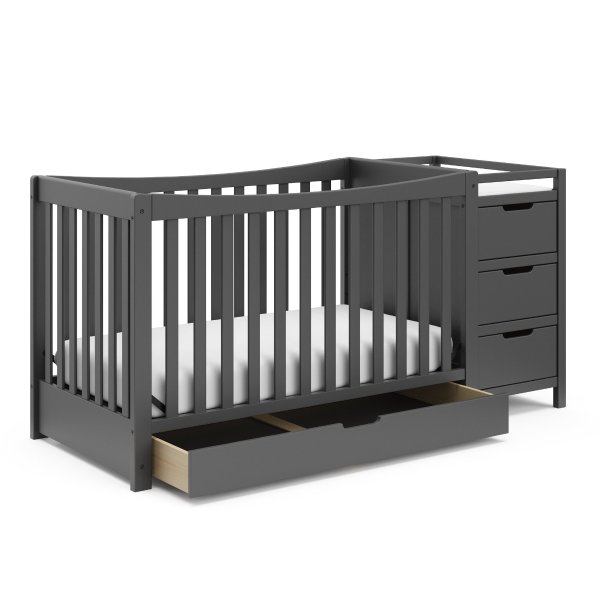 Remi 4-in-1 Convertible Crib and Changer with Drawer, Gray