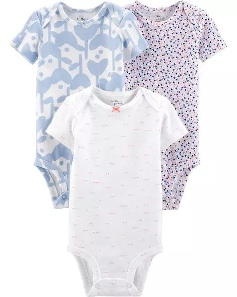 3-Pack Floral Certified Organic Bodysuits