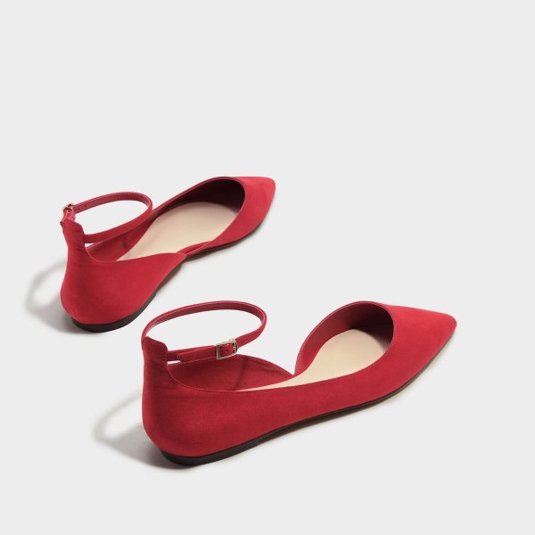 Red D'Orsay Ankle Strap Pumps |CHARLES & KEITH