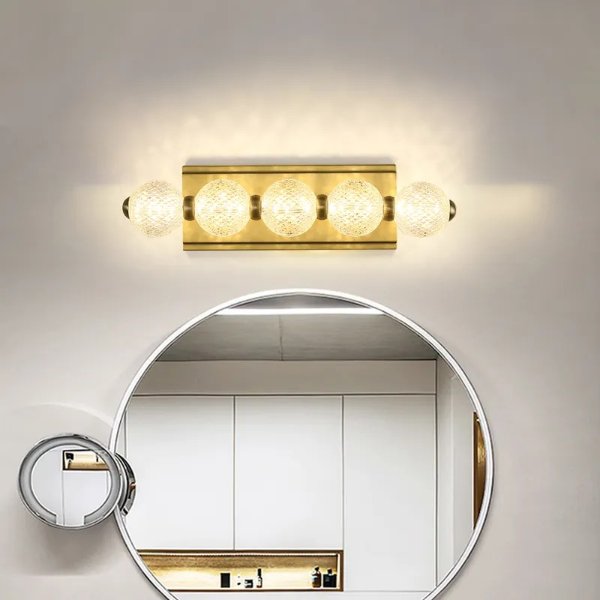 5-Light Clear Acylic Vanity Wall Light for Bathroom in Gold-Homary