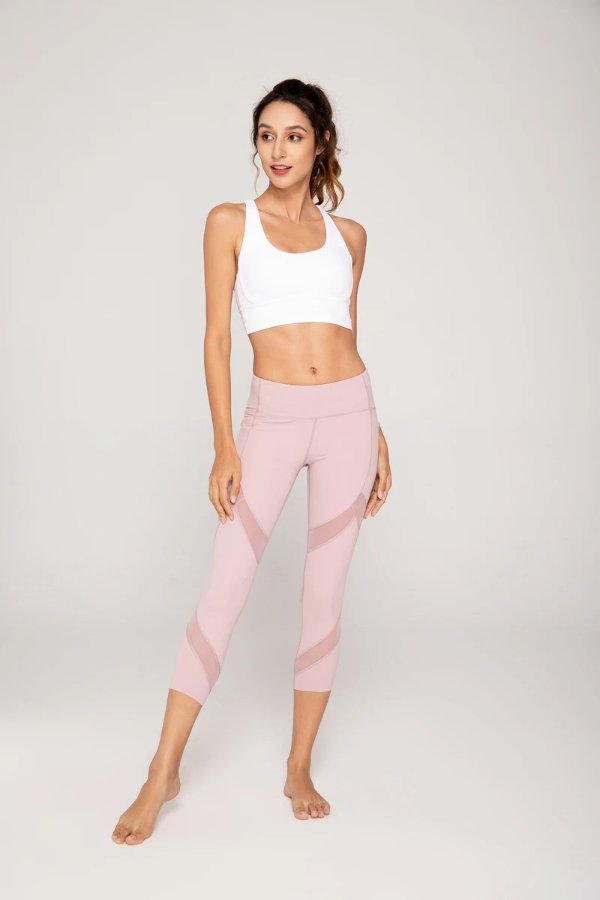 Pastel Pink 3/4-length Capri Workout Leggings